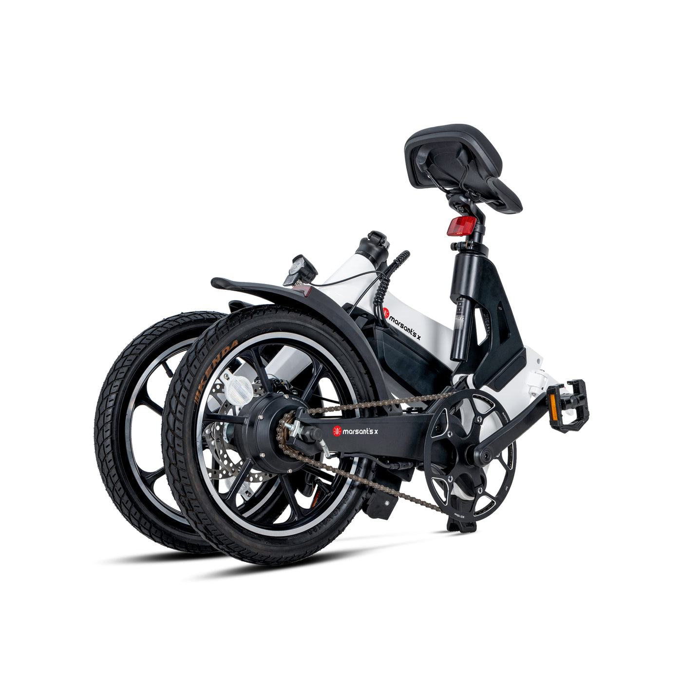 Folded Marsant's x 16-inch electric bike, easy to carry.