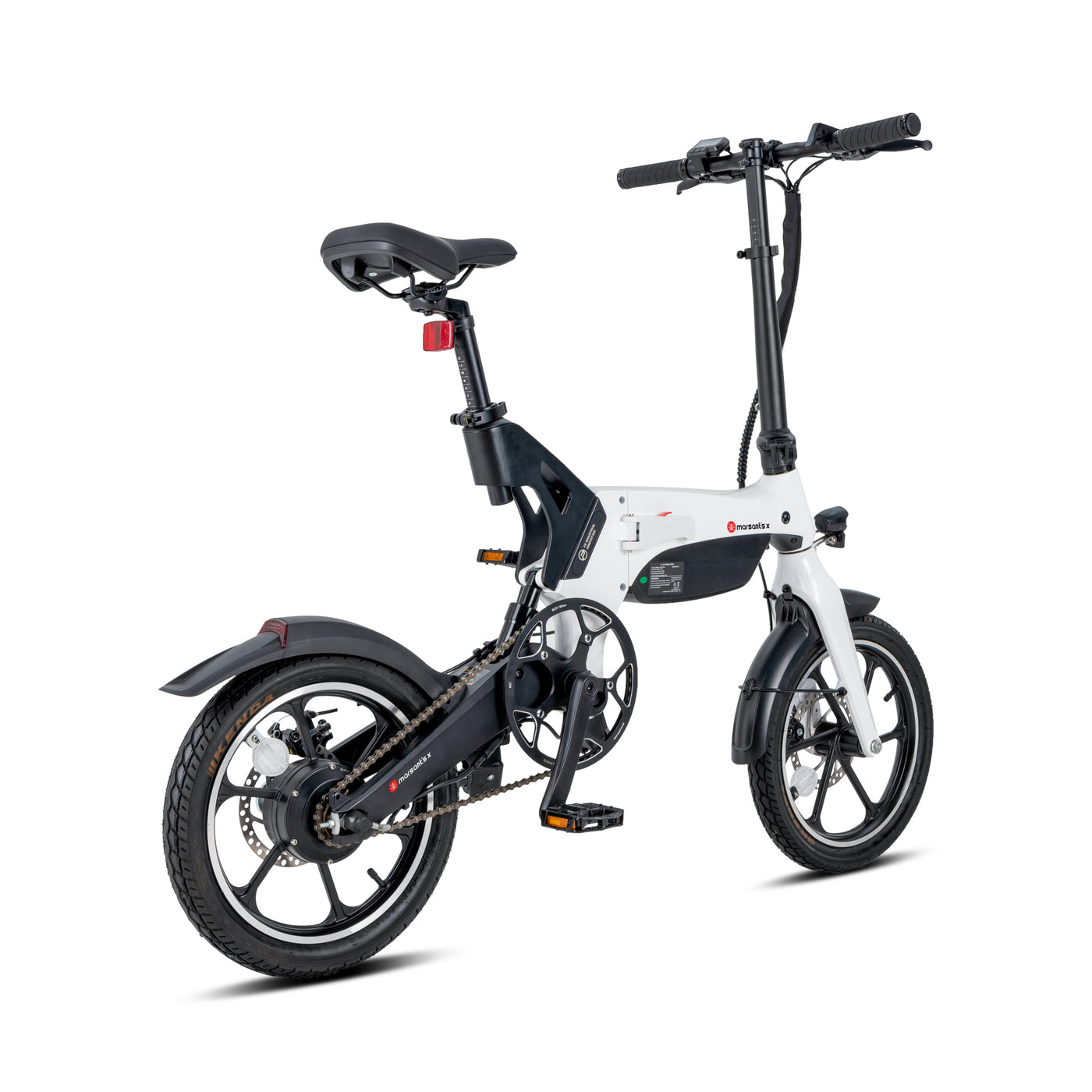 White 16-inch folding electric commuter bike-Marsant's x.