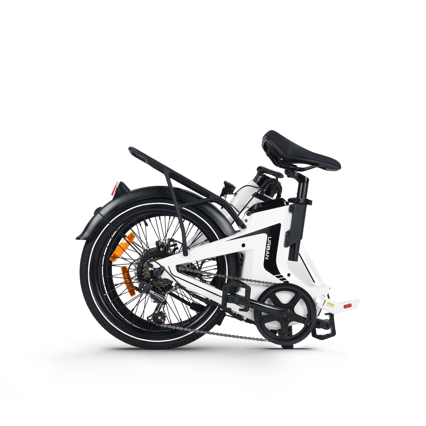 Foldable electric bike URBAN, white commuter ebike.