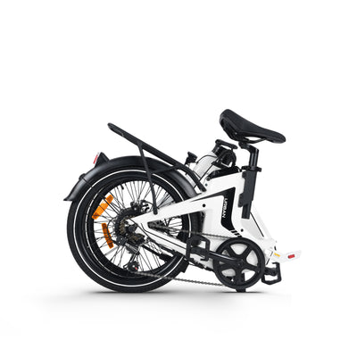 Foldable electric bike URBAN, white commuter ebike.